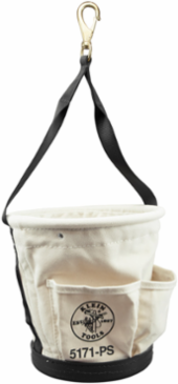 Heavy-Duty 12-Inch Tapered Wall Bucket with 4 Pockets, No. 4 Canvas