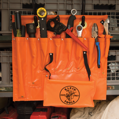 Small Aerial Apron, 8 Pockets, Water-Resistant Vinyl, High-Visibility Orange