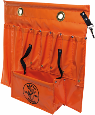 Small Aerial Apron, 8 Pockets, Water-Resistant Vinyl, High-Visibility Orange