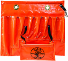 Small Aerial Apron, 8 Pockets, Water-Resistant Vinyl, High-Visibility Orange