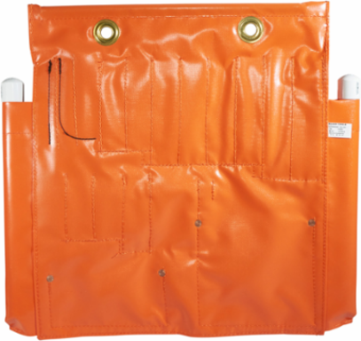 Aerial Apron, Large, Orange Vinyl with 18 Pockets, Water-Resistant
