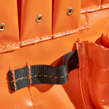 Aerial Apron, Large, Orange Vinyl with 18 Pockets, Water-Resistant