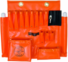 Aerial Apron, Large, Orange Vinyl with 18 Pockets, Water-Resistant