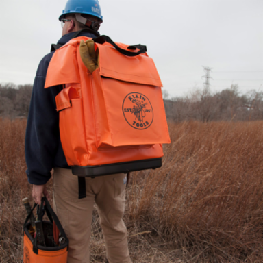 Tool Bag Backpack 18 Inch with 4 Pockets, Padded Back, Nylon, Orange