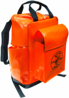 Tool Bag Backpack 18 Inch with 4 Pockets, Padded Back, Nylon, Orange