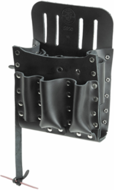 Leather 10-Pocket Tool Pouch, Slotted for 1-3/4 Inch Belt, 0.75 lbs, Black