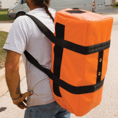 Lightweight Orange Vinyl Lineman Duffel Bag 12 Inch Height, 24 Inch Length, 2 lbs
