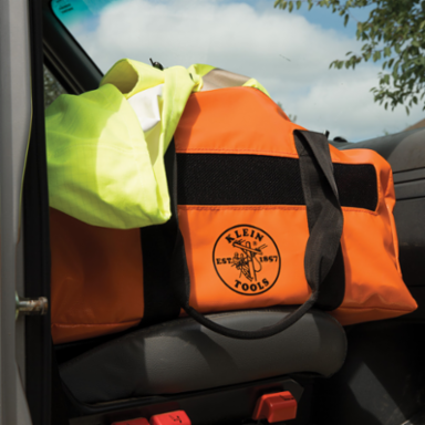 Lightweight Orange Vinyl Lineman Duffel Bag 12 Inch Height, 24 Inch Length, 2 lbs