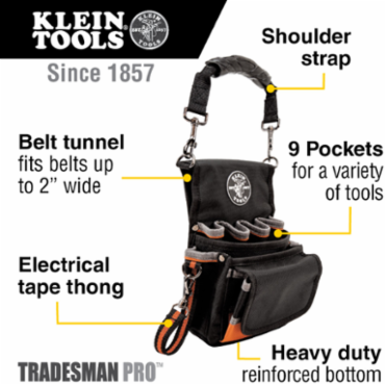 Tradesman Pro Tool Pouch, 9 Pocket, 9.5 x 7.5 x 9.5 Inch, Heavy Duty