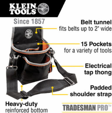 Tradesman Pro Tool Pouch 15 Pocket, 11.5 x 4.5 x 10 Inch, Heavy Duty Nylon