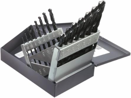 Regular-Point Drill Bit Set, 15-Piece, 1-1/16" to 1/2" Size, Steel, Made in USA