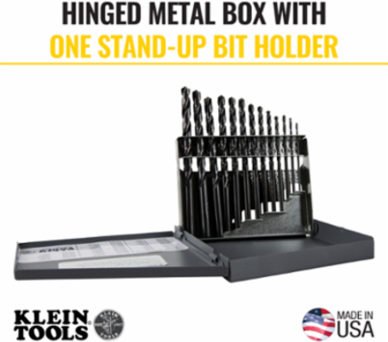 Regular-Point Drill-Bit Set, 13-Piece, Sizes 1/16-Inch to 1/4-Inch, Steel