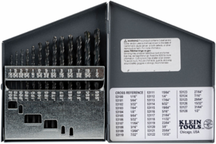 Regular-Point Drill-Bit Set, 13-Piece, Sizes 1/16-Inch to 1/4-Inch, Steel