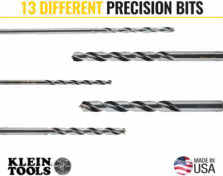 Regular-Point Drill-Bit Set, 13-Piece, Sizes 1/16-Inch to 1/4-Inch, Steel