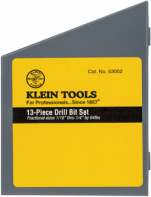Regular-Point Drill-Bit Set, 13-Piece, Sizes 1/16-Inch to 1/4-Inch, Steel