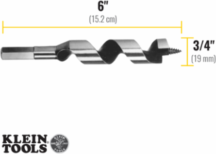 Ship Auger Bit 3/4 Inch with 6 Inch Length, Twist Length 4 Inch