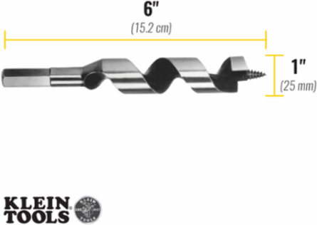 Steel Ship Auger Bit 1 Inch x 4 Inch, 6 Inch Length, 0.4 Inch Shank Diameter