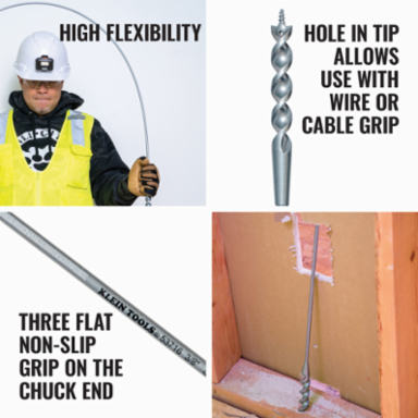 Flex Bit Auger 3/8 Inch x 54 Inch, Screw Point Tip, Spring Steel Shaft