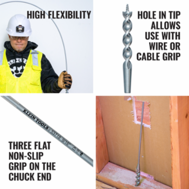 Flex Bit Auger 9/16 Inch x 54 Inch, Screw Point Tip, Spring Steel Shaft