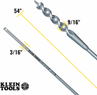 Flex Bit Auger 9/16 Inch x 54 Inch, Screw Point Tip, Spring Steel Shaft