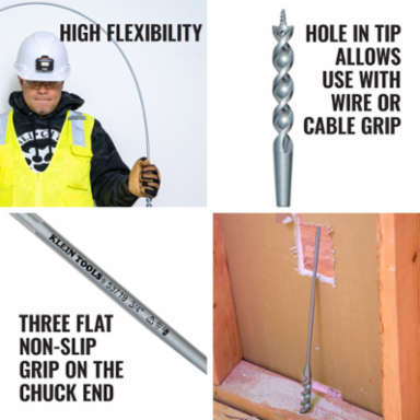 Flex Bit Auger, 3/4 Inch x 54 Inch, Screw Point Tip, Spring Steel Shaft