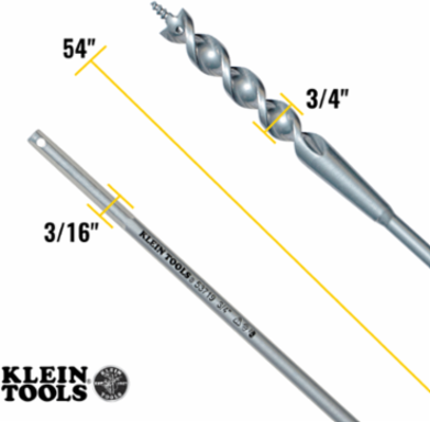 Flex Bit Auger, 3/4 Inch x 54 Inch, Screw Point Tip, Spring Steel Shaft