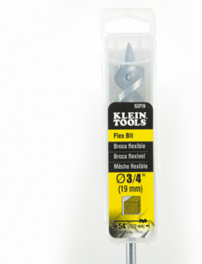 Flex Bit Auger, 3/4 Inch x 54 Inch, Screw Point Tip, Spring Steel Shaft