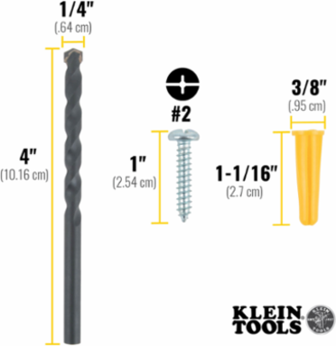 Conical Anchor Kit with 100 #2 Phillips Screws, Includes 1/4 Inch Drill Bit