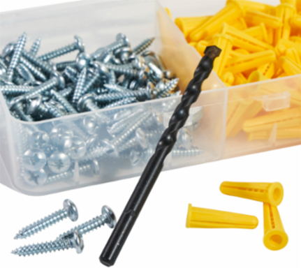 Conical Anchor Kit with 100 #2 Phillips Screws, Includes 1/4 Inch Drill Bit