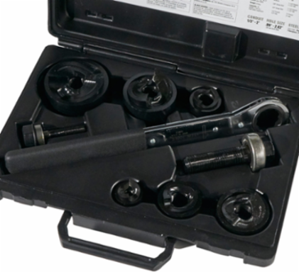 Knockout Punch Set with 1-Inch Ratcheting Wrench for 1/2 to 2-Inch Conduit Sizes