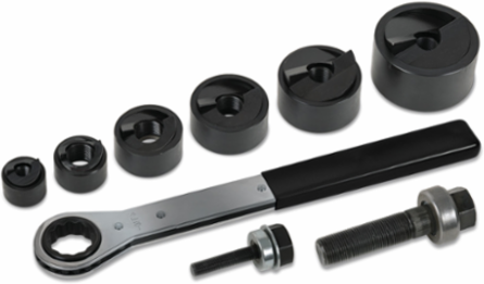 Knockout Punch Set with 1-Inch Ratcheting Wrench for 1/2 to 2-Inch Conduit Sizes
