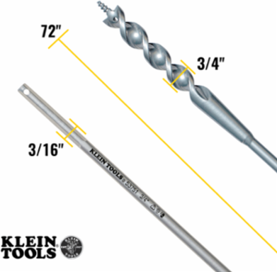 Flex Bit Auger 3/4 Inch x 72 Inch, Screw Point Tip, Spring Steel Shaft