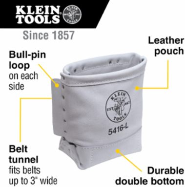 Leather Tool Bag with Bull-Pin Loop, 10 Inch Deep, Fits Belts up to 3 Inch