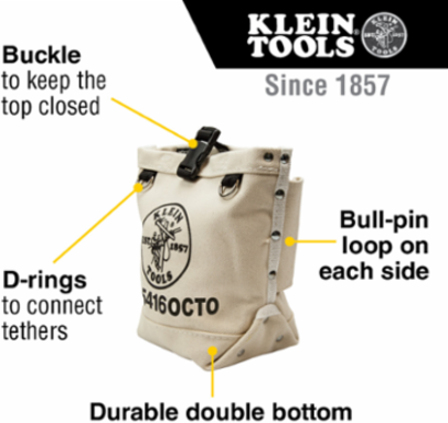 Canvas Tool Bag with 3 Pockets, 5 x 5 x 9 Inch, Loop Connection