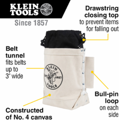 Top Closing Bolt Bag, 5 x 10 x 9 Inch, Heavy-Duty Canvas, Tunnel Connection