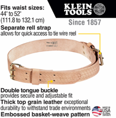 Ironworker's Heavy-Duty Tie-Wire Belt XL, 2 Inch Wide, Fits Waist 44 to 52 Inch