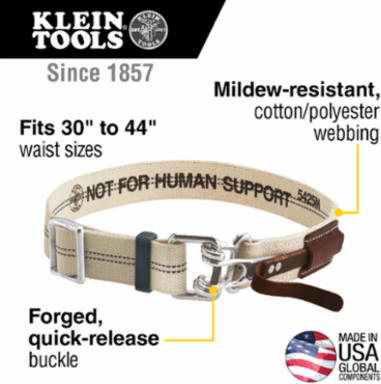 Quick Release Tool Belt, XL for 38" to 58" Waist, 2 Inch Width