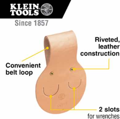 Spud Wrench Holder Tunnel Connection, 6 Inch Length, Leather Material, Holds 2 Wrenches