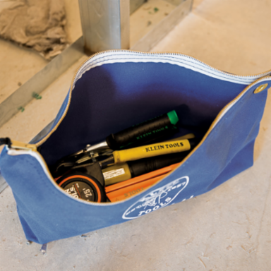 Canvas Zipper Bag Pouch, 10 Inch x 8 Inch x 3-1/2 Inch, Blue, No. 8 Canvas