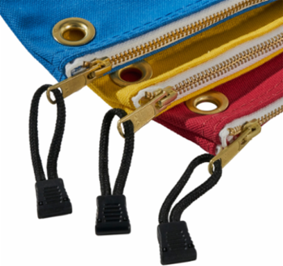 Canvas Zipper Pouches, 10 Inch x 8 Inch, 3-Pack (Red/Blue/Yellow)