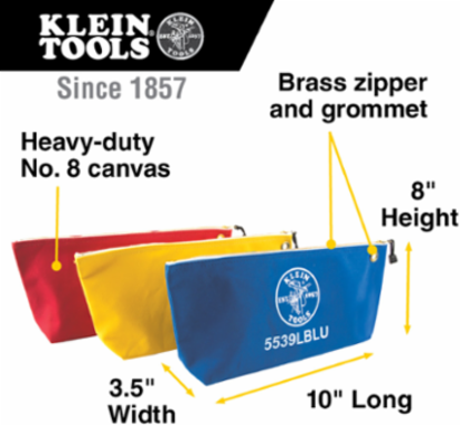 Canvas Zipper Pouches, 10 Inch x 8 Inch, 3-Pack (Red/Blue/Yellow)