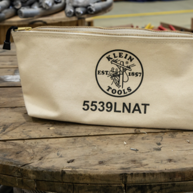 Large Canvas Zipper Tool Pouch 18 Inch, Wide-Bottom, Natural Color
