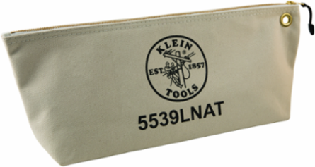 Large Canvas Zipper Tool Pouch 18 Inch, Wide-Bottom, Natural Color