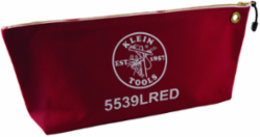 Large Canvas Zipper Tool Pouch, 18 Inch, Red, Wide-Bottom Design, Heavy-Duty Brass Zipper