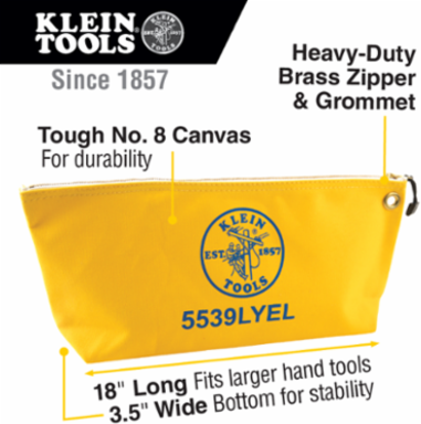Large Canvas Zipper Pouch 18 Inch Yellow, Wide-Bottom, Heavy-Duty Brass Zipper