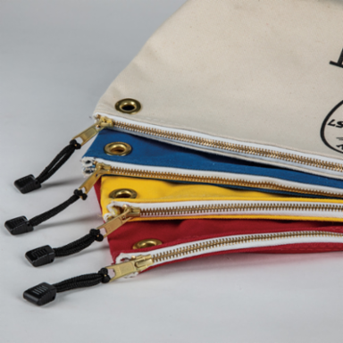 Large Canvas Zipper Pouch 18 Inch Yellow, Wide-Bottom, Heavy-Duty Brass Zipper