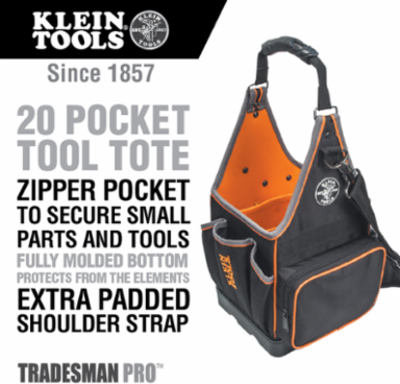 Tradesman Pro™ Tool Tote, 20 Pockets, 8-3/4 Inch, 1680d Ballistic Weave