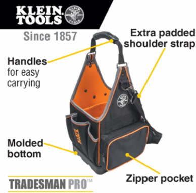 Tradesman Pro™ Tool Tote, 20 Pockets, 8-3/4 Inch, 1680d Ballistic Weave