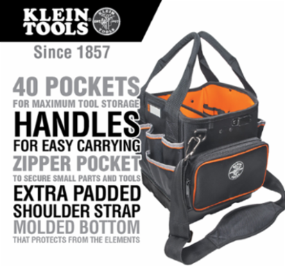 Tradesman Pro™ Tool Tote 10 Inch, 40 Pockets, 1680d Ballistic Weave