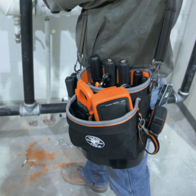 Tradesman Pro™ Shoulder Pouch Tool Bag, 14 Pockets, 10 Inch Height, Black/Orange